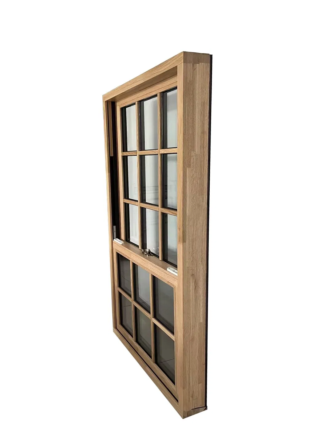 Penjoy Wood Color Vertical Silding Window Balcony Wooden Replacement Single Hung Windows