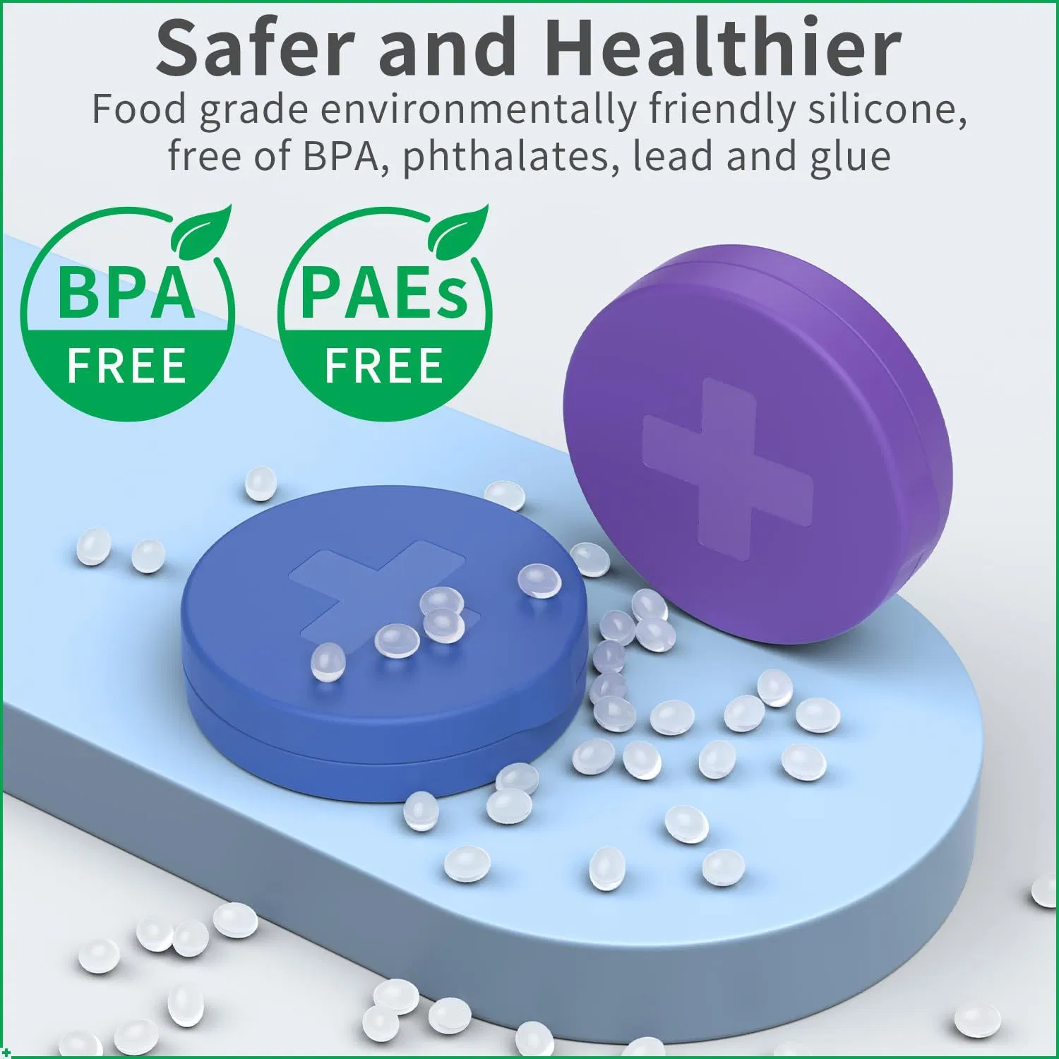 Round Silicone Travel Pill Box, Waterproof Portable Compact Case