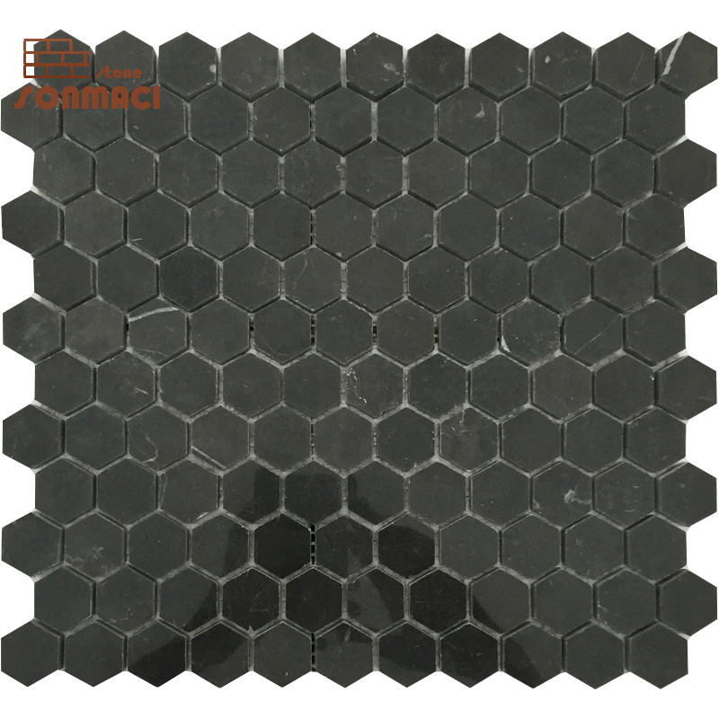 Hexagon Black Marble Stone Mosaic Tile for Kitchen Backsplash