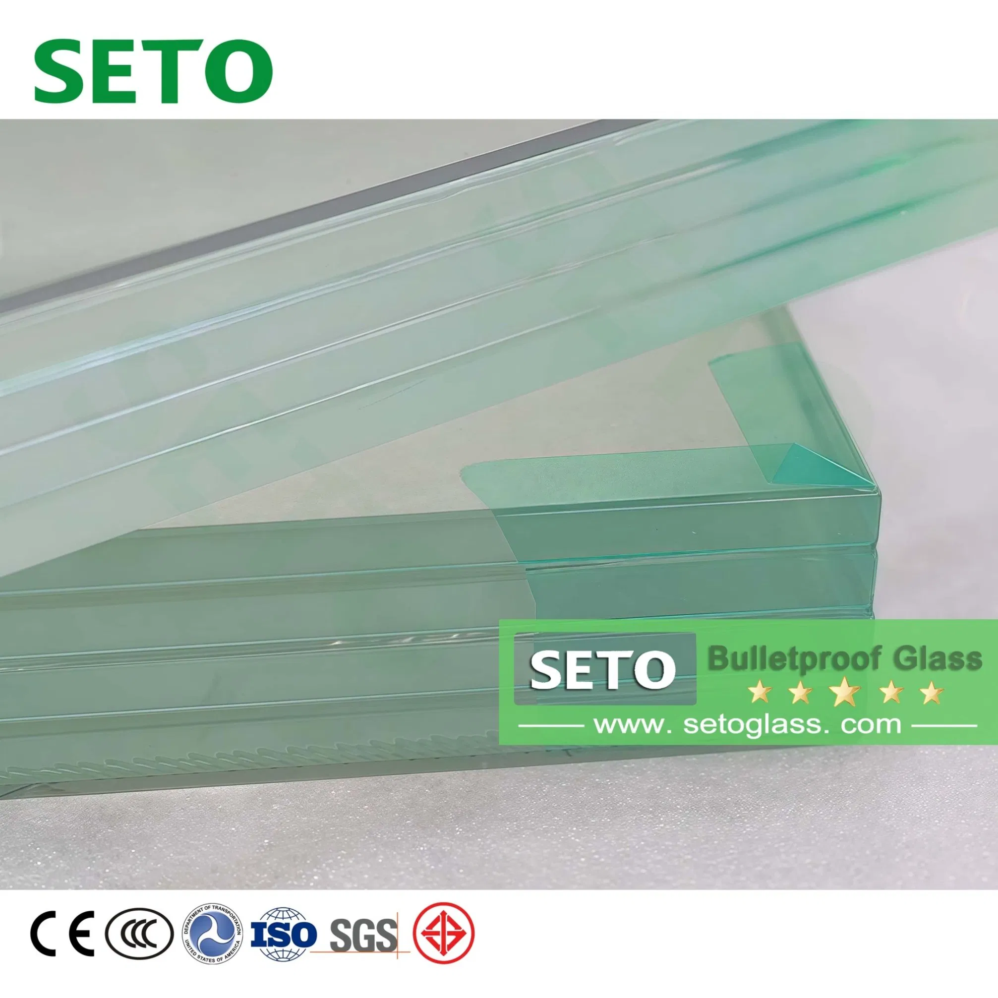 Laminated Bulletproof Glass Customization 24mm 26mm 41mm 71mm 98mm for Curtain Wall Partition Door Window