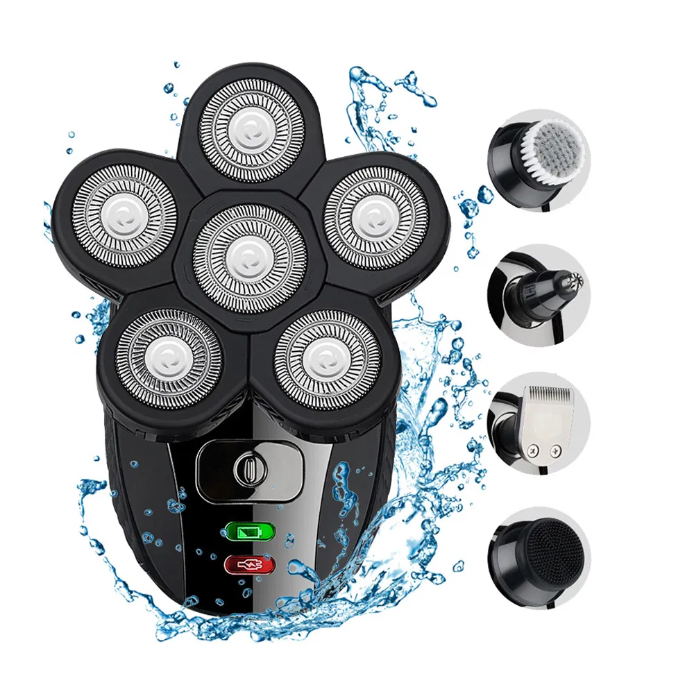 New Arrivals 4D 6 Heads Mens Bald Nose Barber Hair Razor Rechargeable Portable 5 in 1 Mini Waterproof Electric Shavers