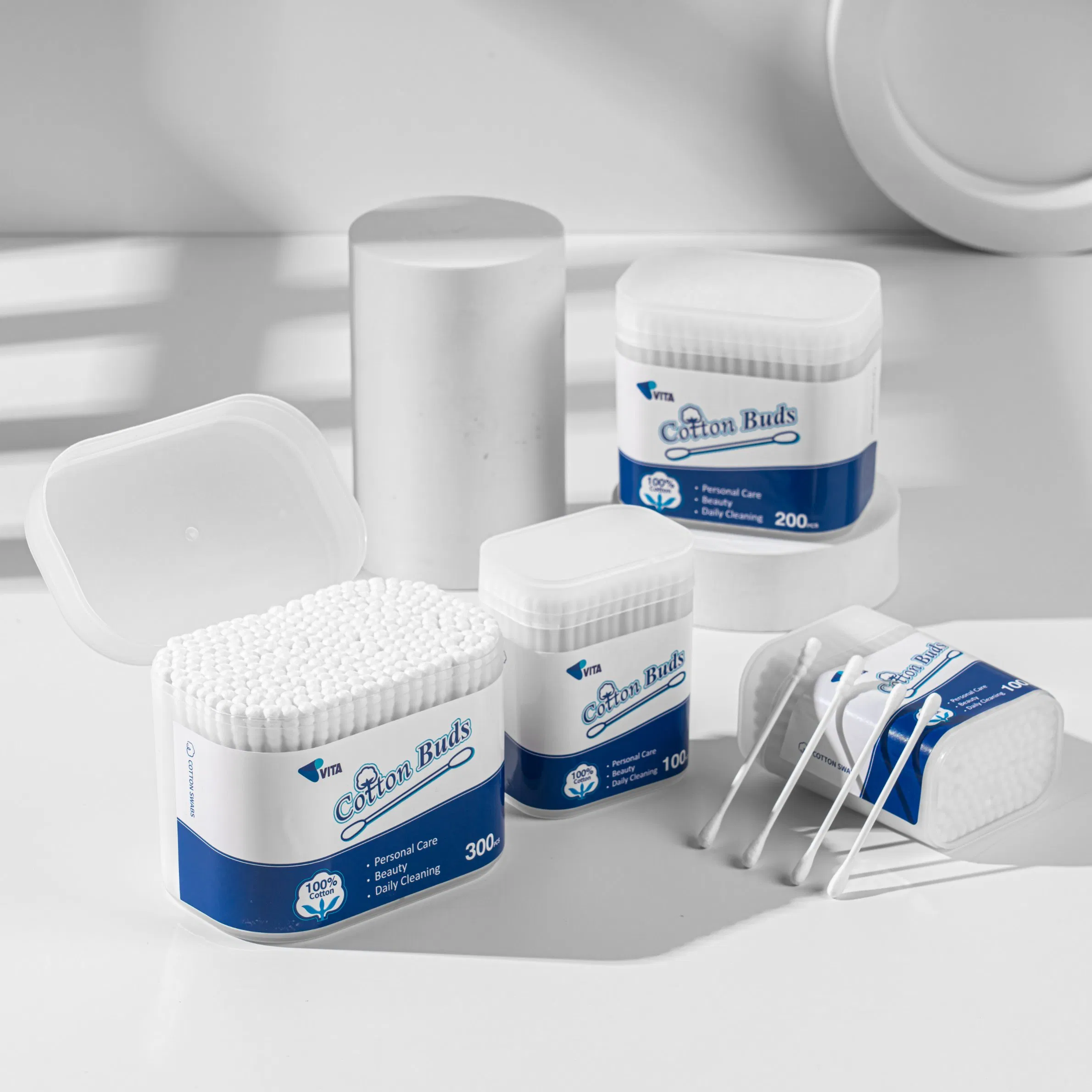 300 PCS Multi-Purpose Cotton Swabs with Paper Sticks