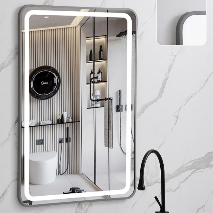 227-White bathroom Furniture Large Size Aluminum Frame Makeup Smart LED Mirror