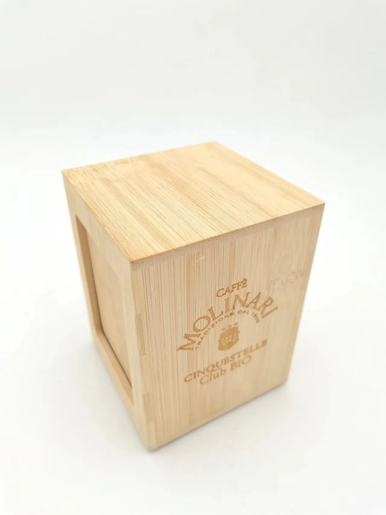 Sustainable Eco-Friendly Laser Logo Bamboo Wood Double Door Table Napkin Box Holder
