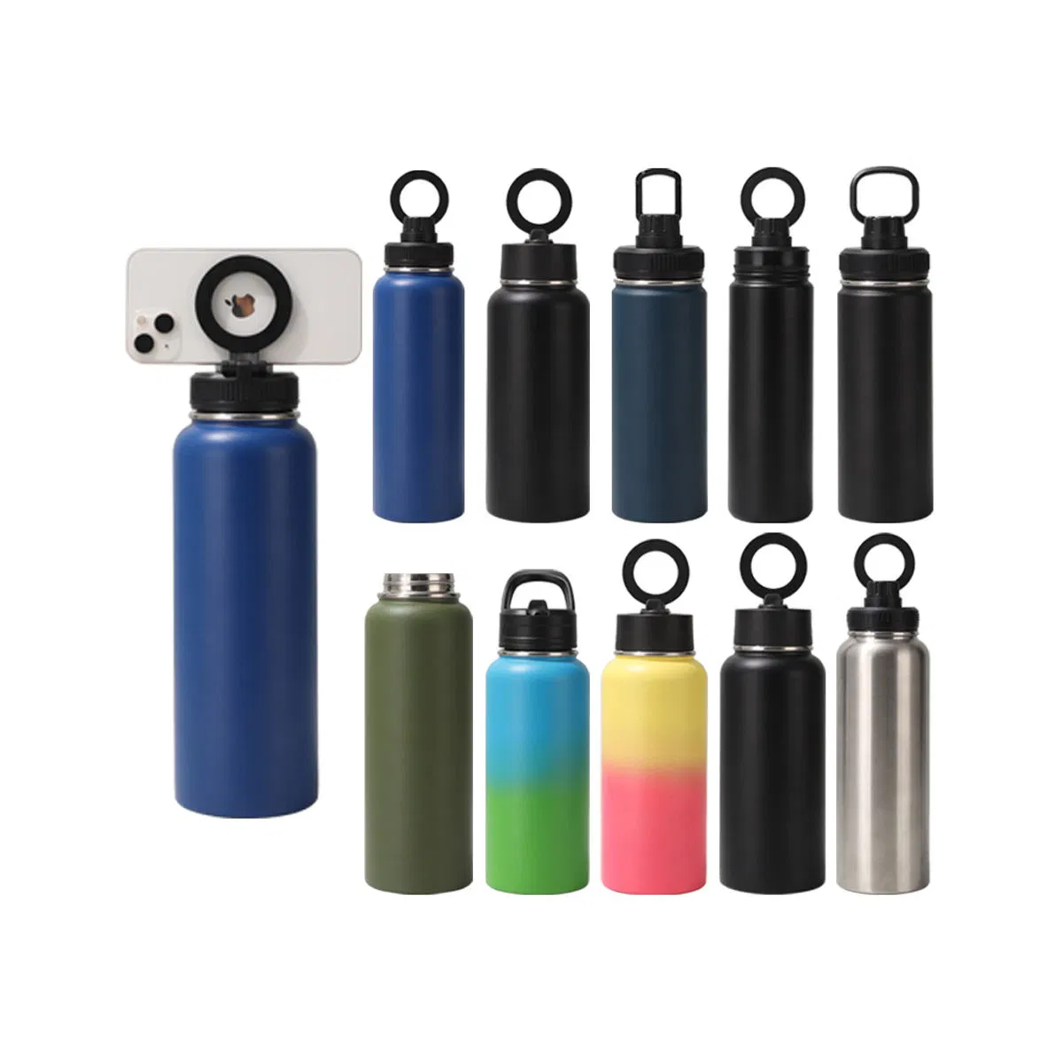 Maqnetic Bracket Double-Layer Stainless Steel Vacuum Sports Bottle for Both Hot and Cold Drinks
