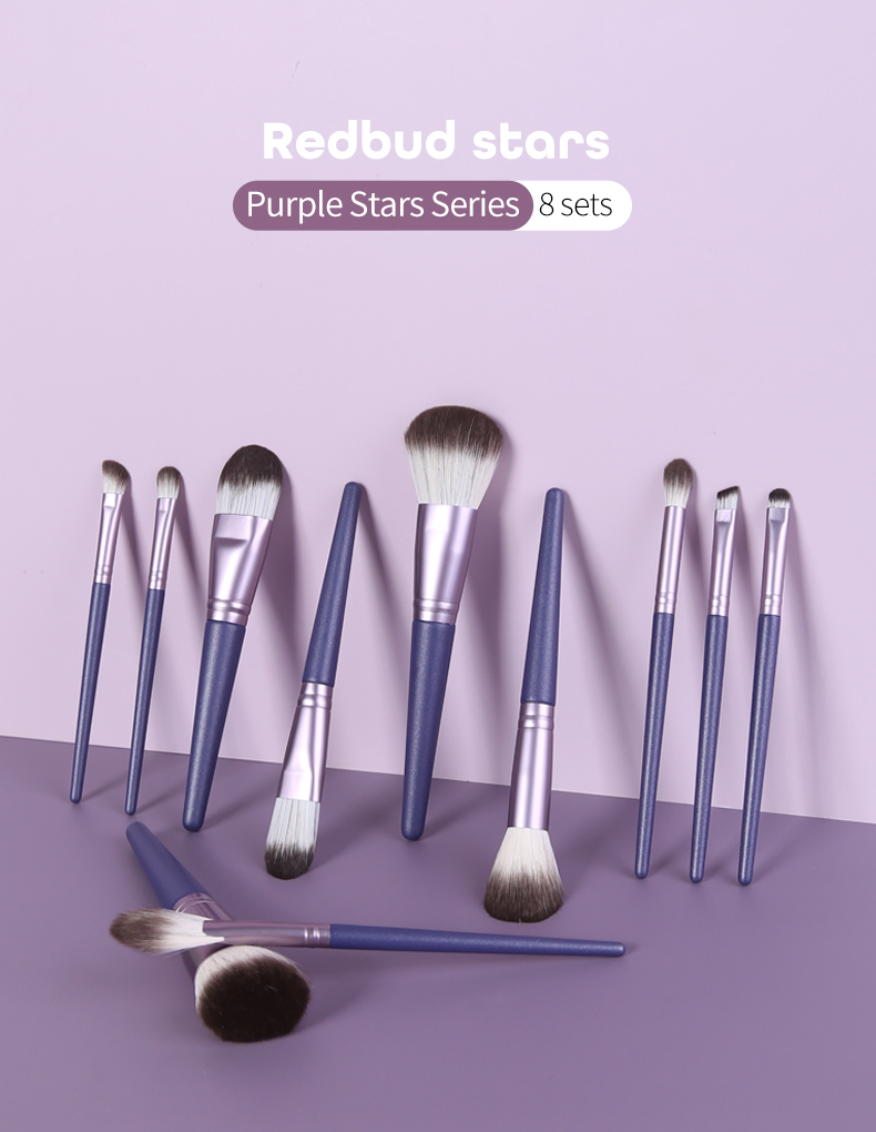 11PCS Purple Makeup Brushes Set Private Label Powder Foundation Eye Shadow Eyebrow Foundation Brush