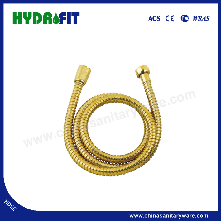 Factory Bathroom Ti-Plated Gold Golden Stainless Steel EPDM Brass Nut Shower Hose Flexible Hose