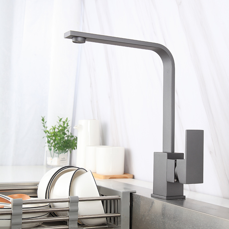 Kitchen Sink Sink Hot and Cold Water Faucet Copper Black Kitchen Faucet Square