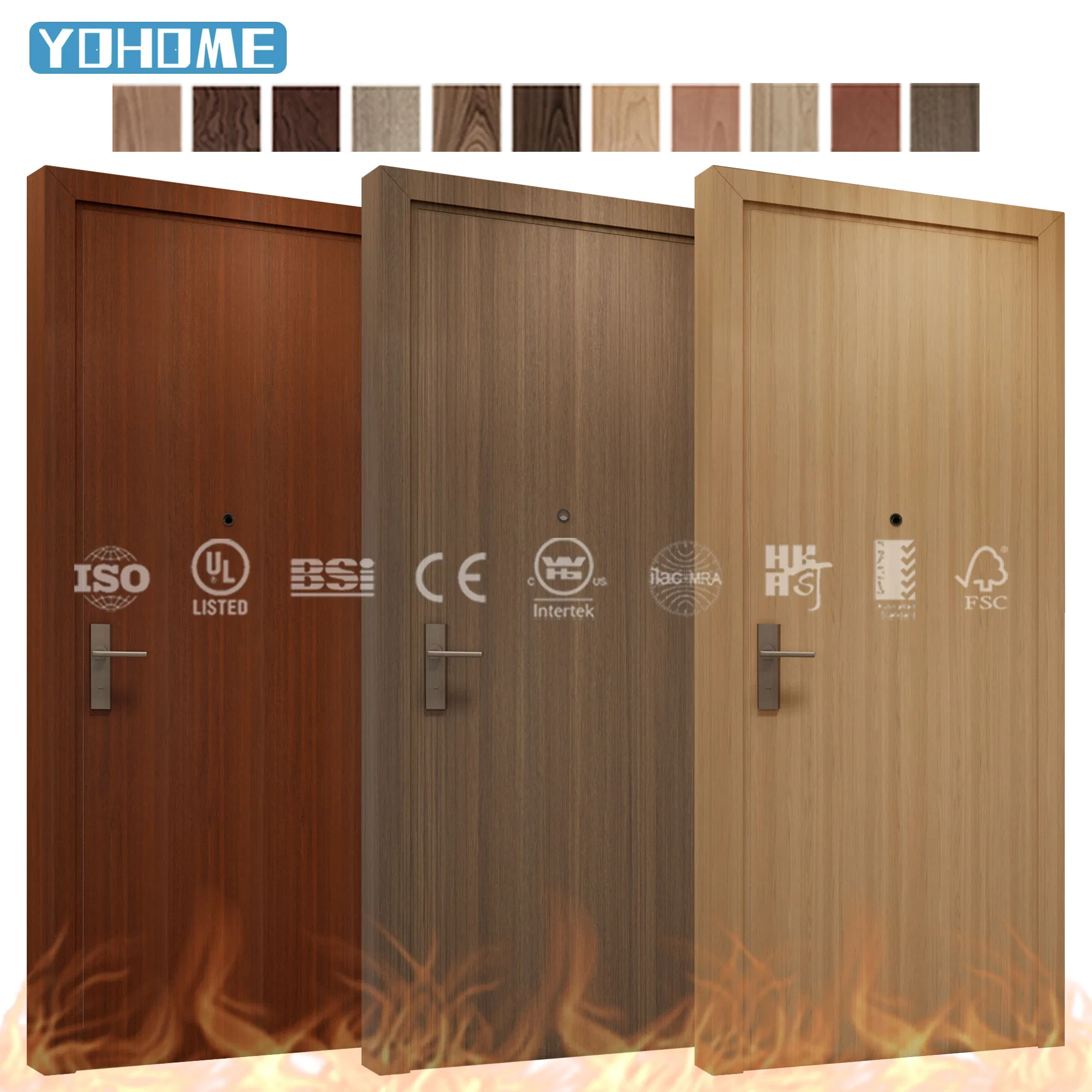 England Fire Door Factory Custom Modern Fd30 Fd60 Wooden Hotel Apartment Oak Veneer 44mm Thick Internal Doors