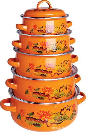 Enamel Casserole Set with Cover-6PCS Set