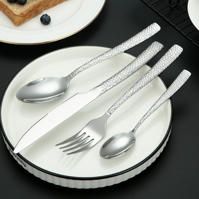 New Arrival Stainless Steel Cutlery Set Western Steak Knife Fork and Spoon 4-Piece 18/10 Flatware Set