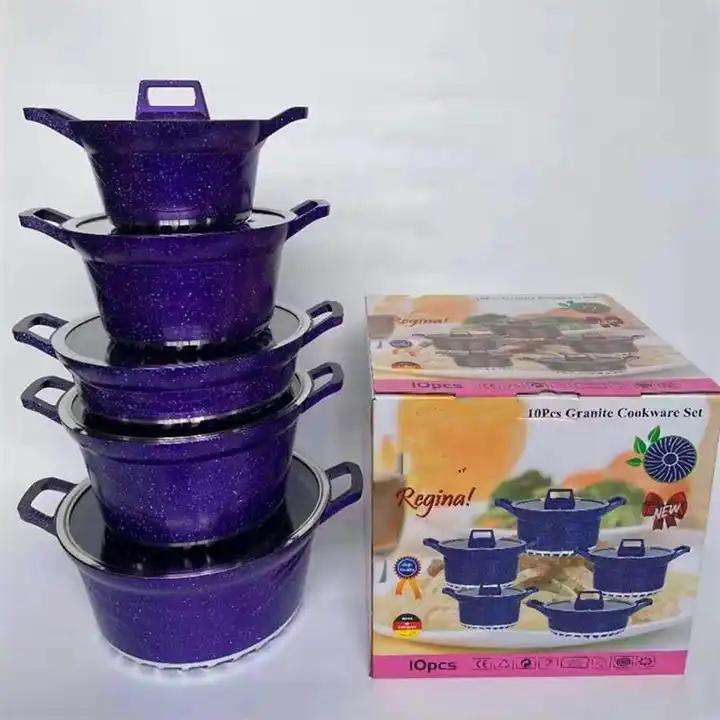 Good Selling Kitchen Aluminum Cookware Sets Nonstick Granite Marble Coating Cooking Pot