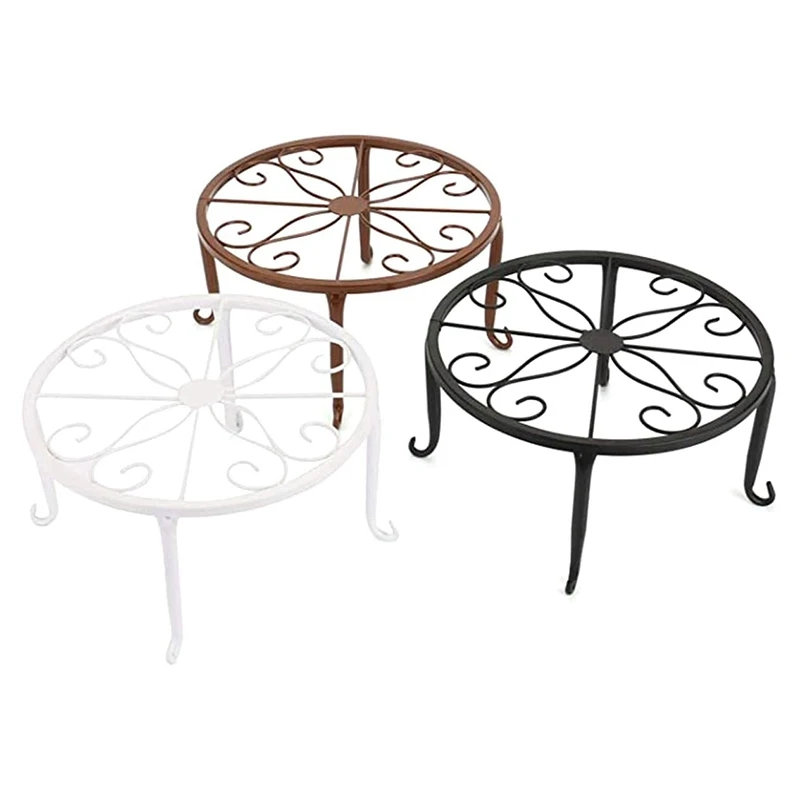 Metal Potted Plant Stand Floor Round Supports Flower Pot Rack Decorative Garden Container