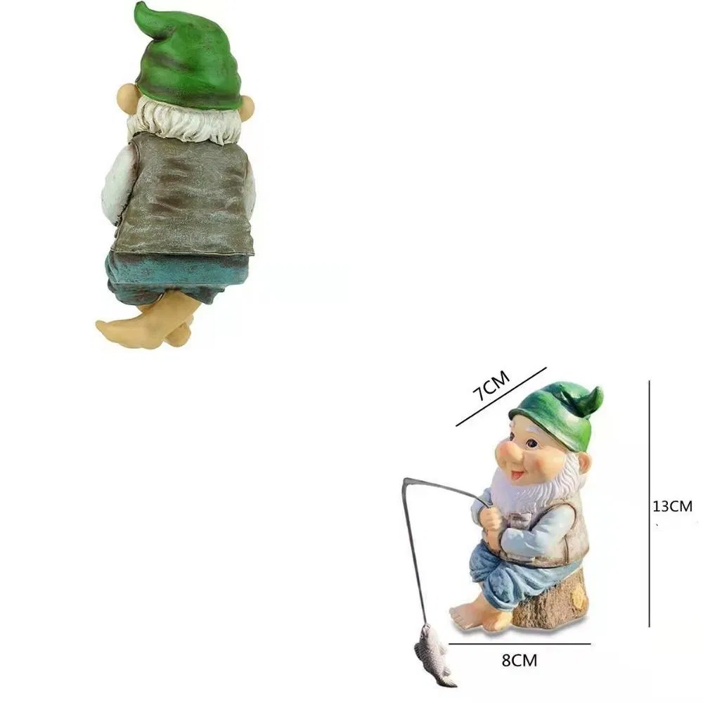 Fishing Dwarf Elf Figurines Yard Lawn Outdoor Gnome Garden Decor Ci18726