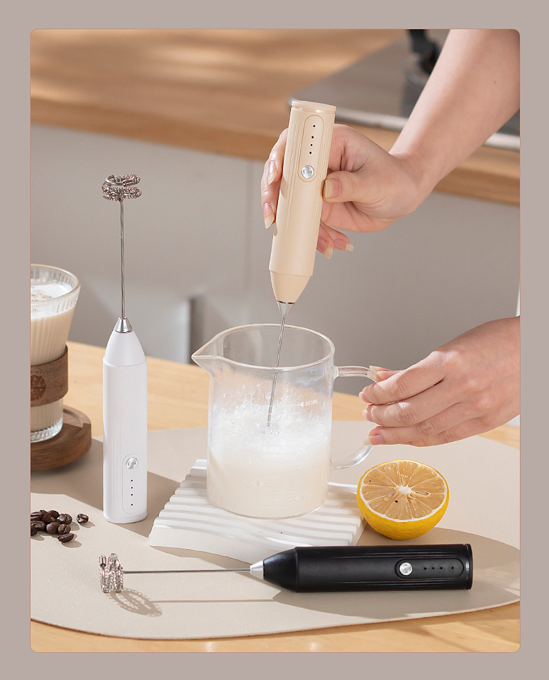 Kitchen Gift Matcha Milk Frother Whisk Mixer Electric Milk Frother Wand Stainless Steel Handheld Milk Frother Machine for Coffee
