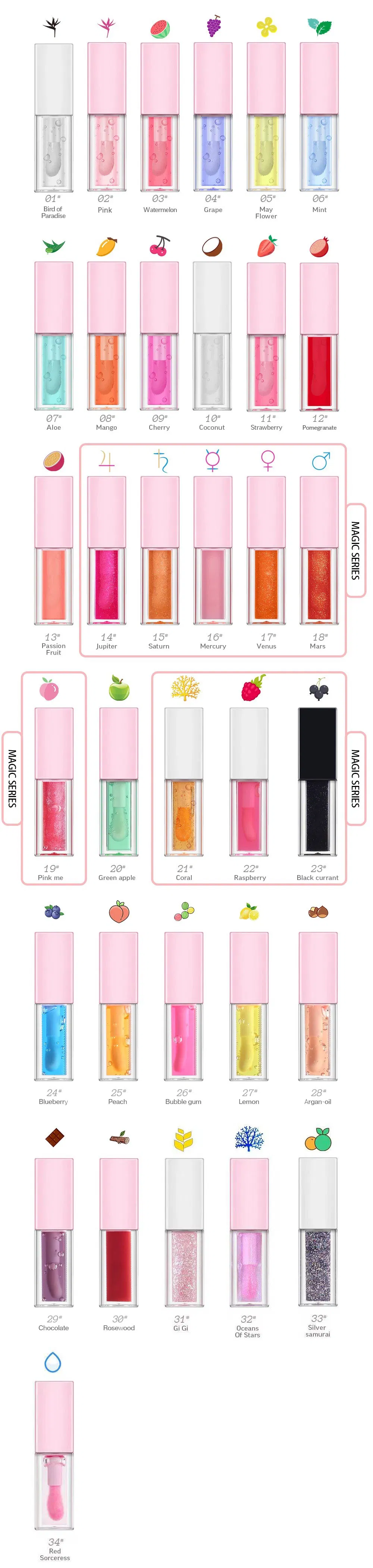 Wholesale Private Label Vegan Fruit Lip Oil Moisturizing Glossy Lip Oil