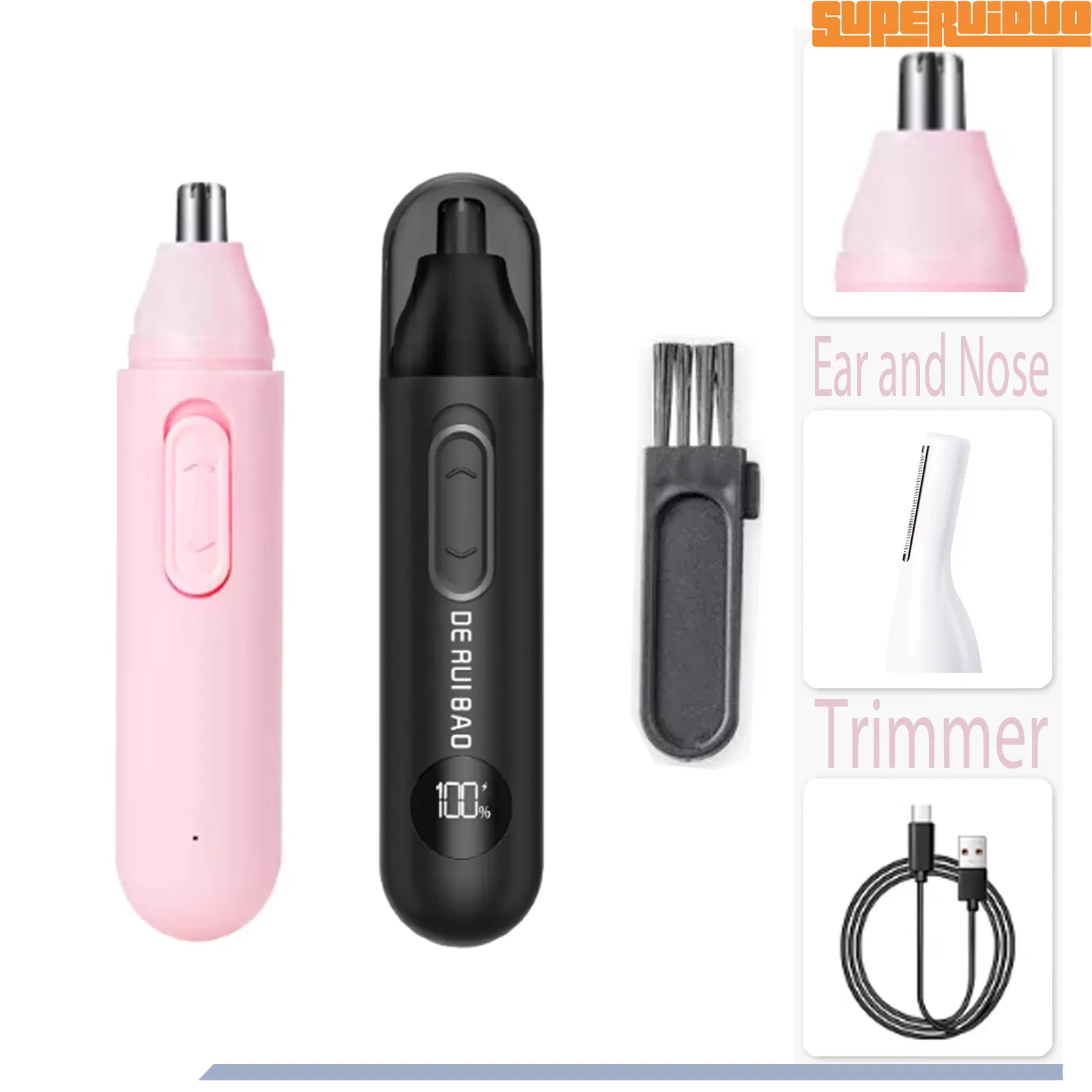 Cordless Flexibility Grooming Device Ear and Nose Trimmer