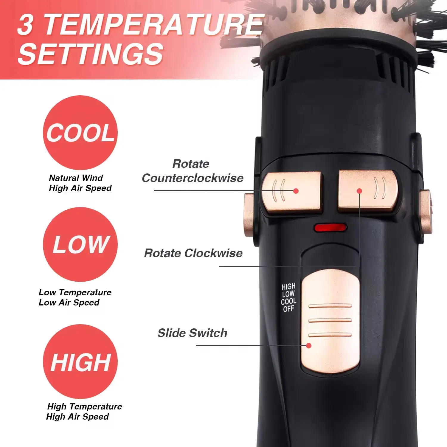 Detachable Hot Air Hair Styler Cool Blow Function Dryer Brush Set