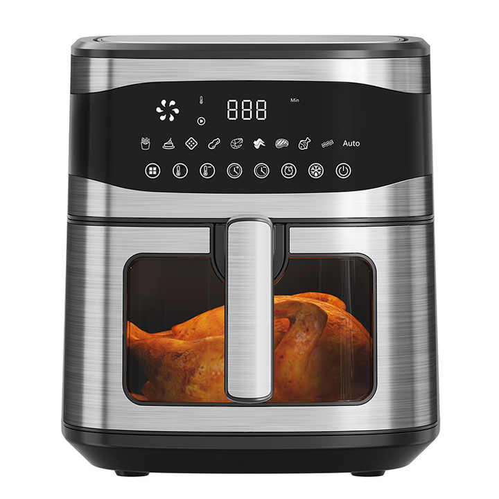 Cixi Yuyao Factory Fingerprint Proof Ss 6.5 Liters Smart Air Fryer 5L 6L 7L 8L 9L 7qt Stainless Steel Air Fryer 6.5L