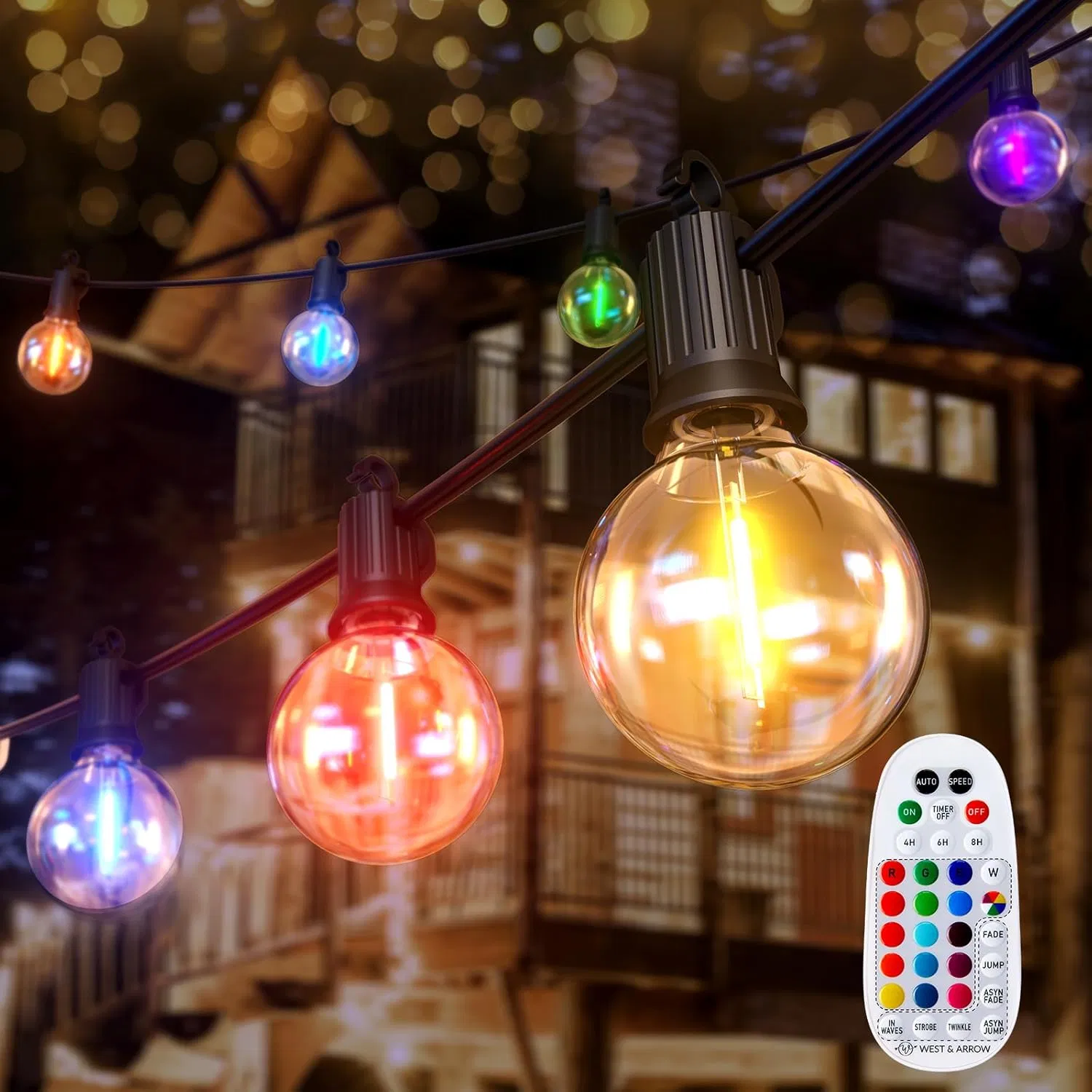 Outdoor String Lights LED Patio Lights Waterproof Connectable Hanging Light
