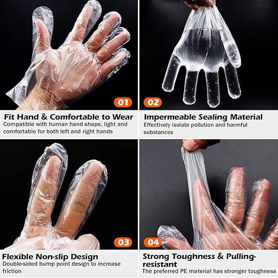 Bulk Transparent Kitchen Disposable Plastic Thicker Food Handling Gloves