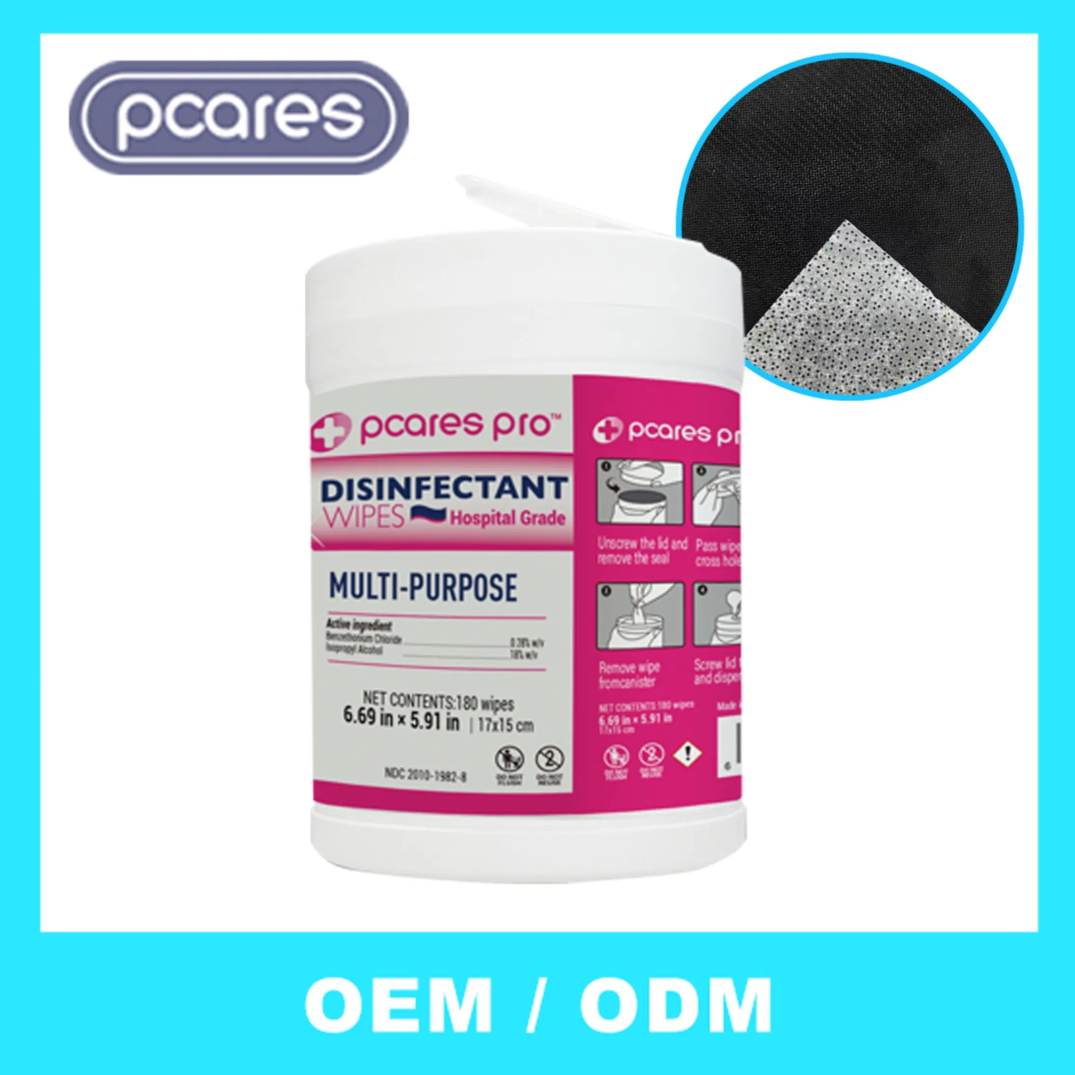 Hospital Grade Disinfectant Wipes Unscented White Nonabrasive Multi-Surface Cleaning Wipes