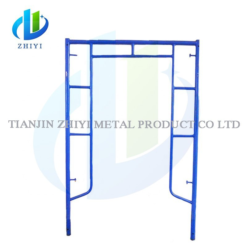 Quality Staircase Speed Lock H Steel Frame Painting in Blue Construc Double Front Guard Rail Ladder Scaffolding