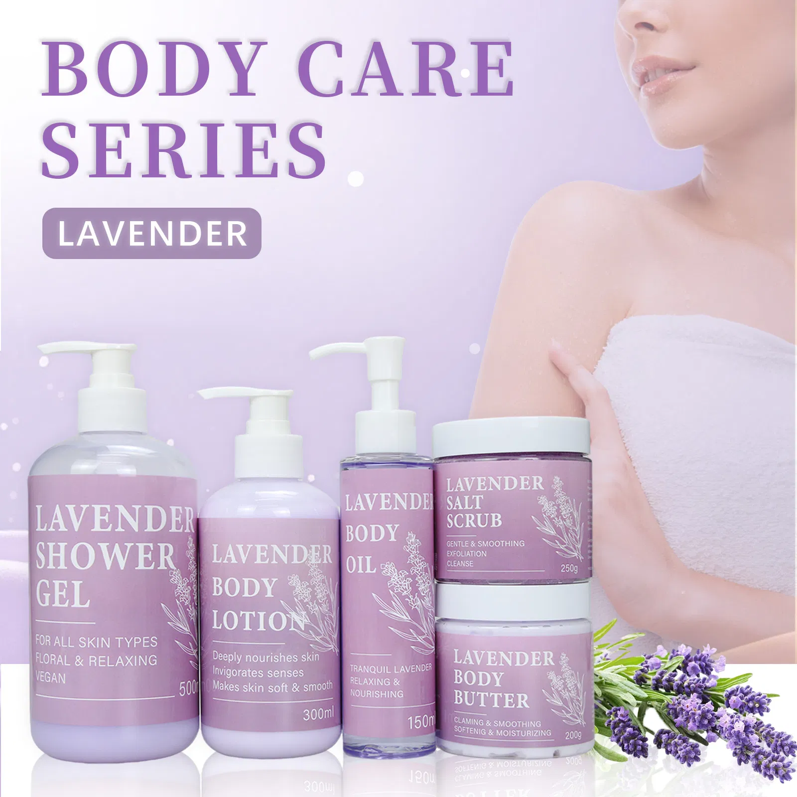 Beauty Cosmetics Body Care Series Suitable for Nourishing Dry Skin Lavender Set