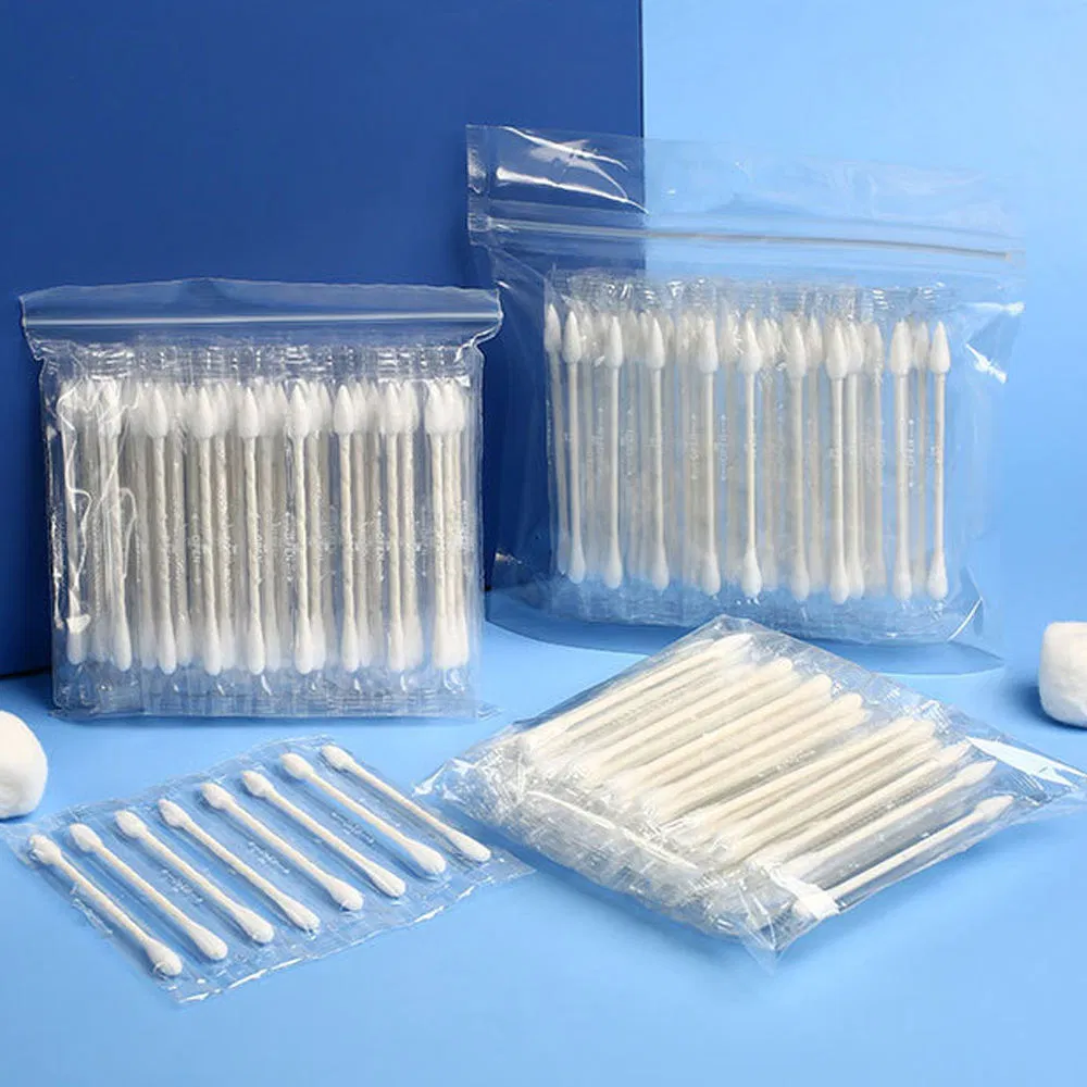 Disposable Single-Piece Individually Wrapped White Paper-Stick Cotton Swabs