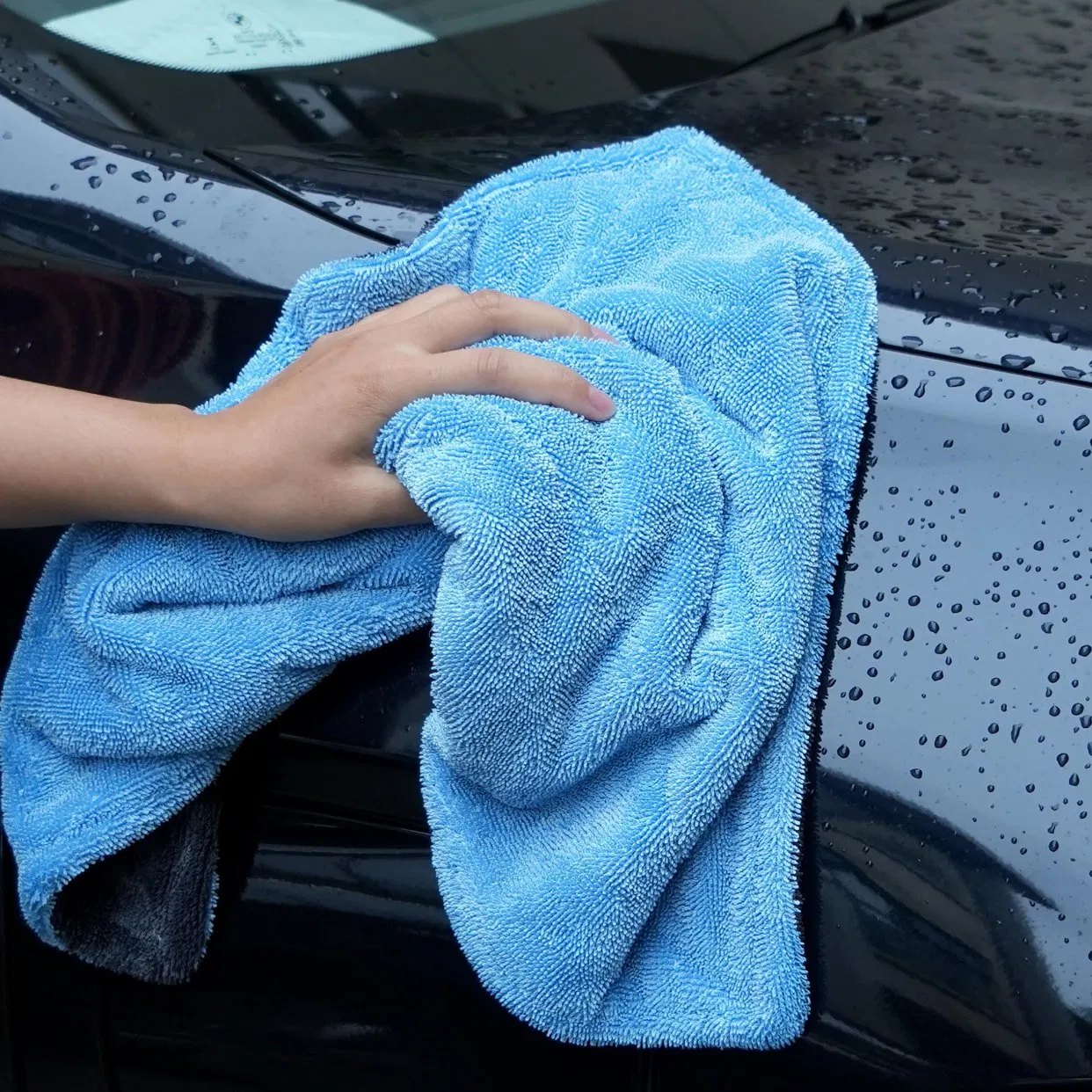 Fantasticlean Double Twist 1000GSM Premium Microfiber Towels Microfiber Cleaning Cloth Rag 18 X 24 in for Cars Blue