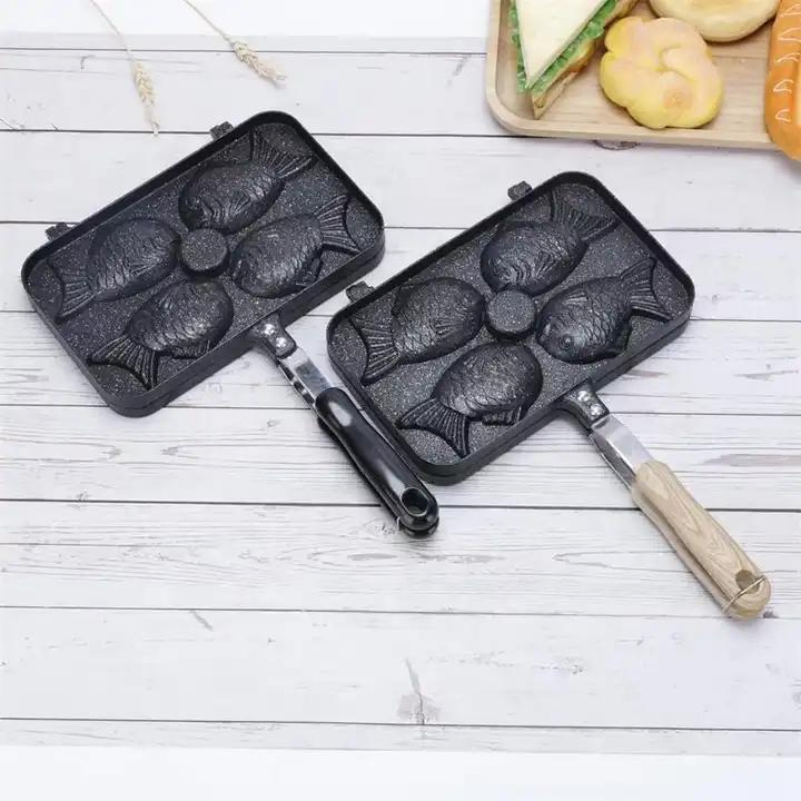 Portable Household Non-Stick Waffle Maker Mold Kitchen Pan Double Fish Oven Breakfast Waffle Maker