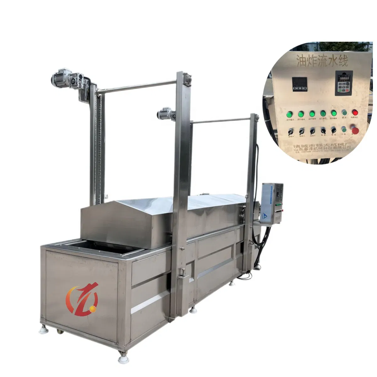 2024 Manufacturer Continuous Belt Fryer Fried Drumstick and Chicken Nuggets Frying French Fries Fryer Machine