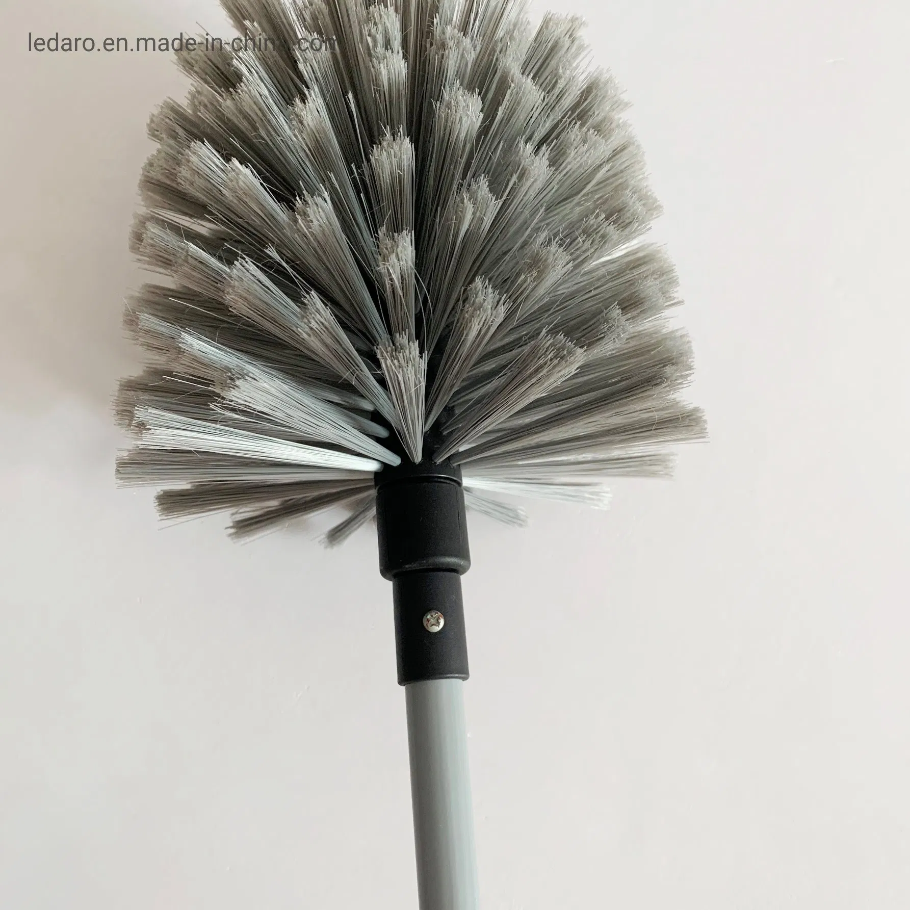 Durable Flexible Heavy Duty Cobweb Broom with Long Metal Telescoping Pole and Hard Pet Bristles for Ceiling Cleaning