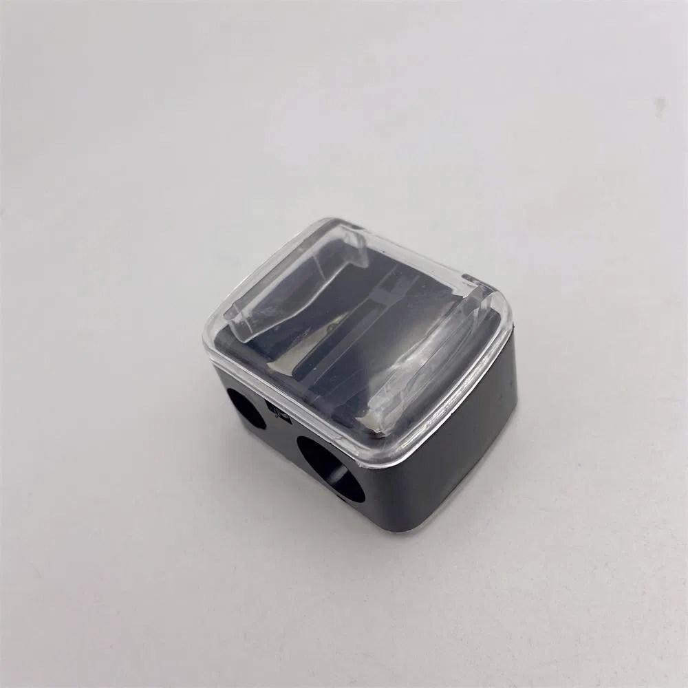 Dual-Hole Blades Plastic Makeup Pencil Sharpener with Cover Eyebrow Lip Liner