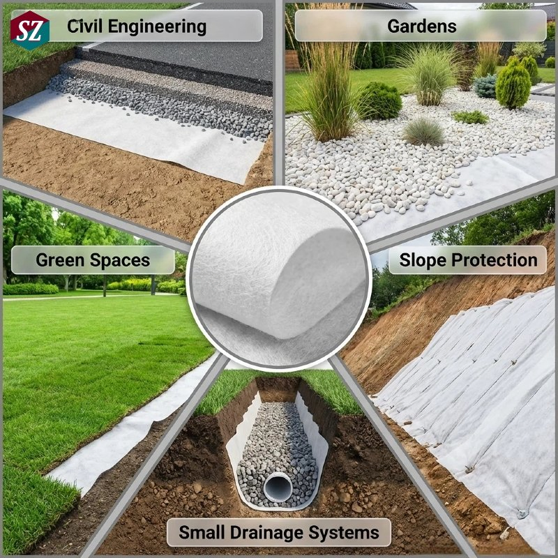 Shangze Geotextile Non Woven Geotextile Fabric Non Woven Geotextile Woven Geotextile Fabric