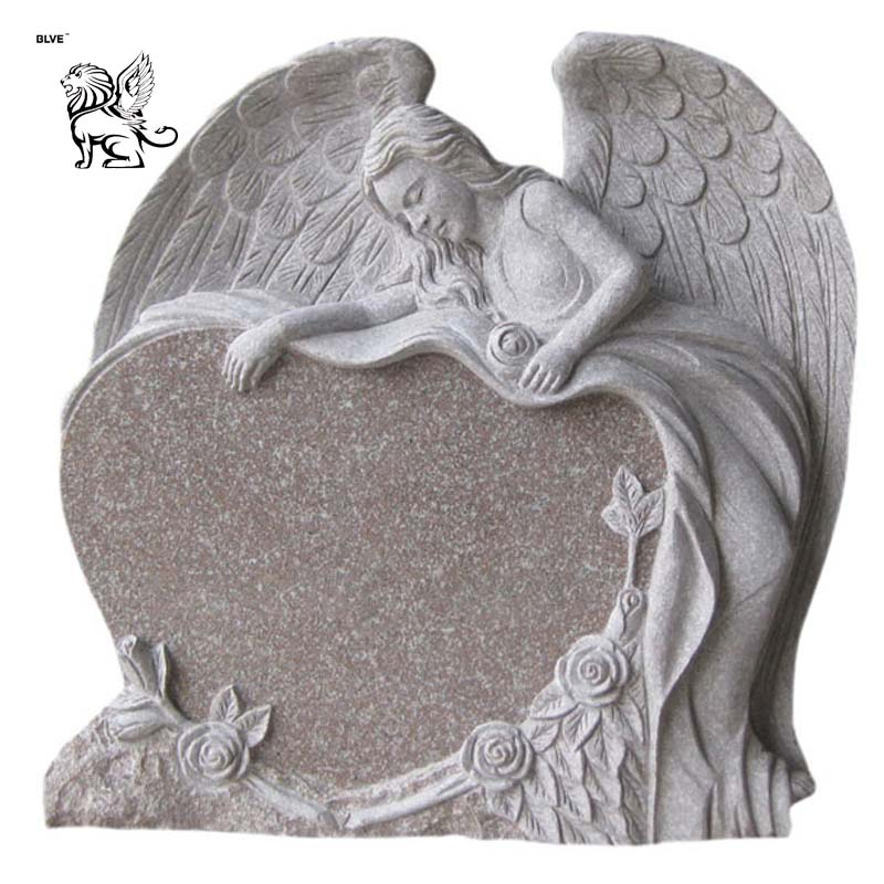 Factory Supply Antique Classic Natural Stone Carving Red Heart Headstone Mty-11