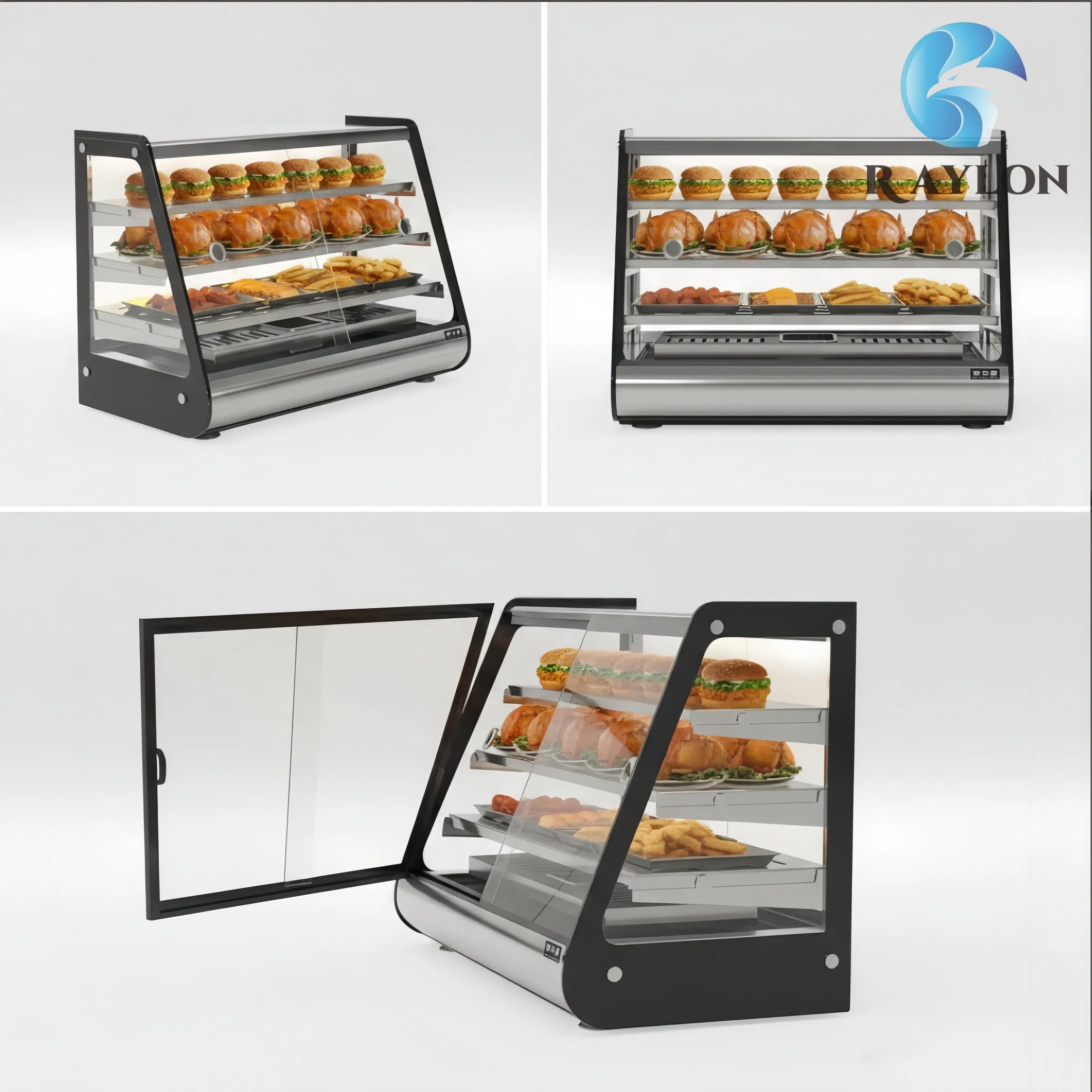 Curved Glass Food Display Warmer for Dessert Shop