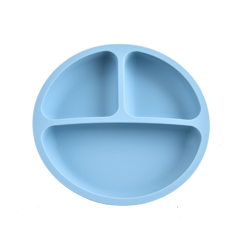 Silicone Baby Food Bowl with Anti-Fall Segmented. Baby Complementary Food Plate with Anti-Fall Silicone Segmented Dish and Suction Cup