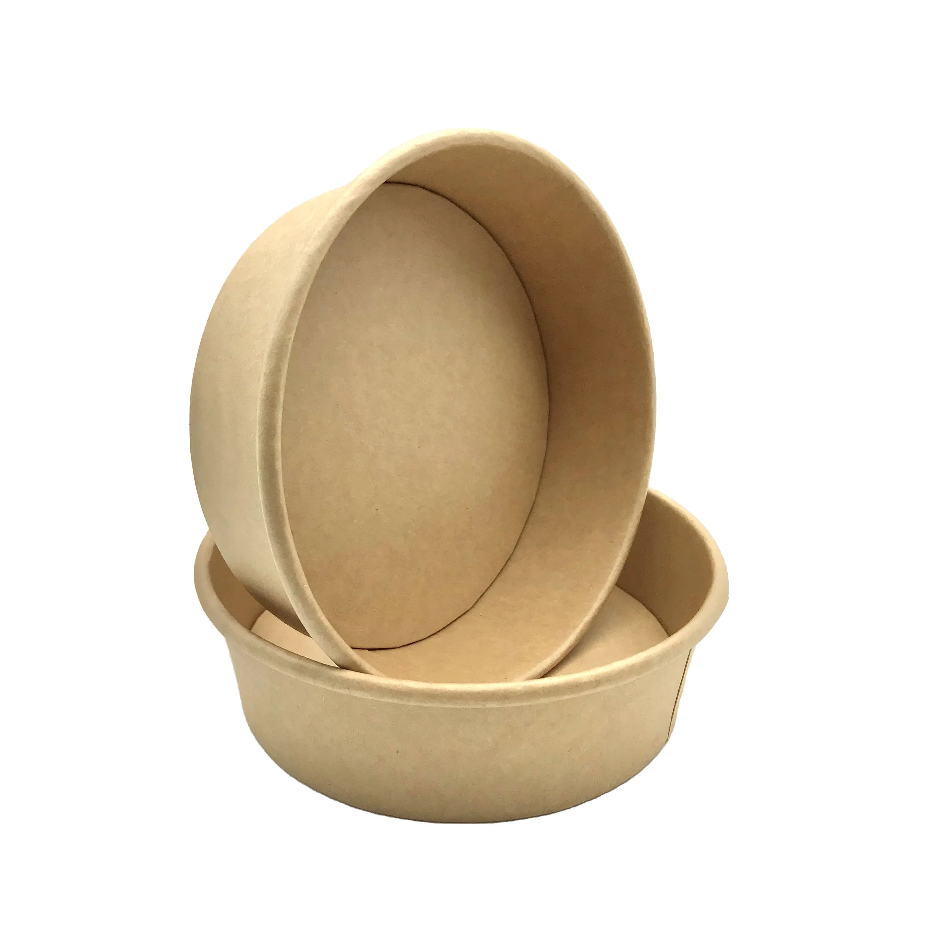 Factory Directly Provide Fashion Disposable Kraft Paper Bowl with Pet Lid Salad Bowl