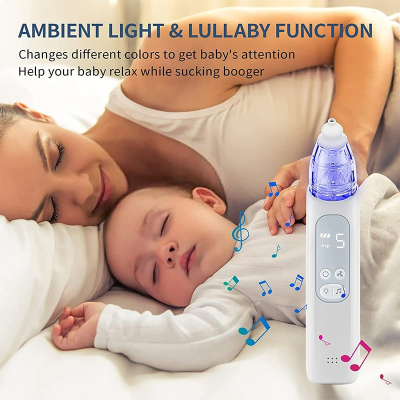 Rechargeable Electric Nose Sucker Nasal Aspirator with Music Function Adjustable Volumefor Baby