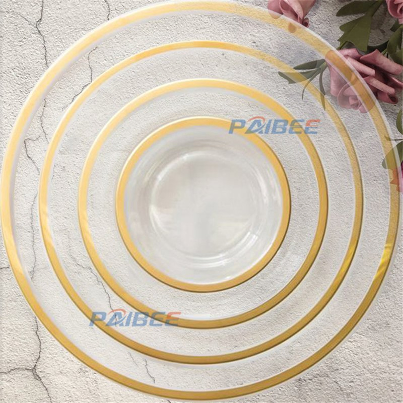 Paibee High Quality Glass Tableware Charger Plate Glass Plate Set for Wedding
