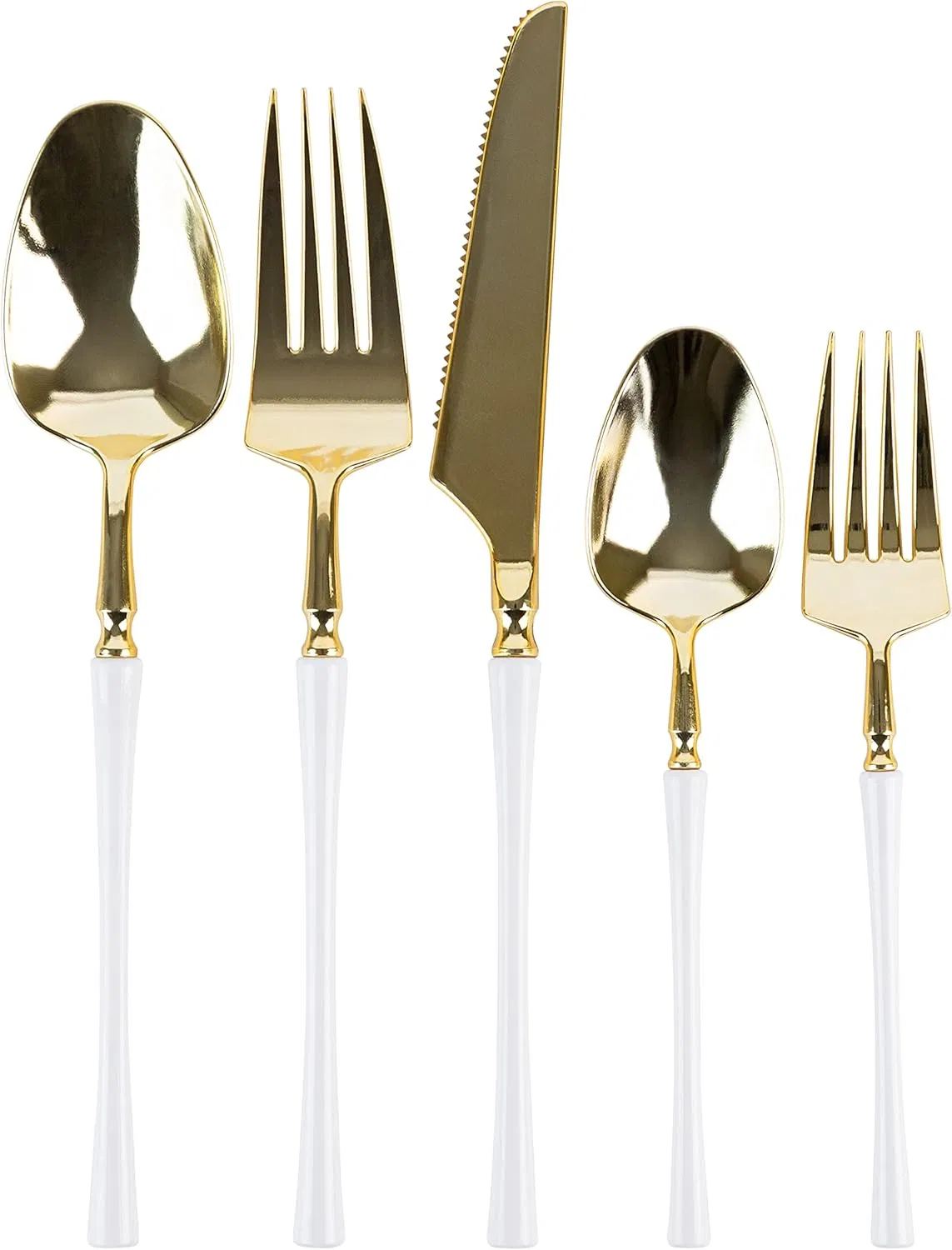 Elegant Gold and White Disposable Soup Spoons for Events