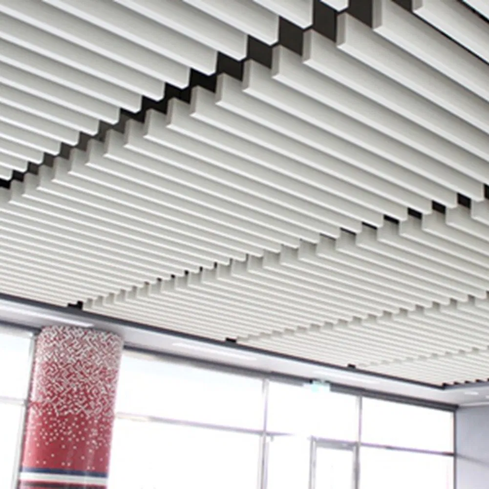 Wood Grain Color Ceiling Decorative Ceiling Panels Curved Wave Baffle Ceiling