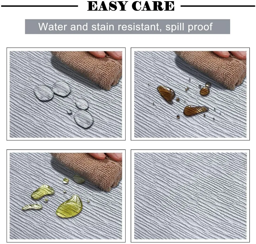 Rectangle Tablecloth Jacquard Bark Crepe Pattern Water Resistant Soft Polyester Table Cloth