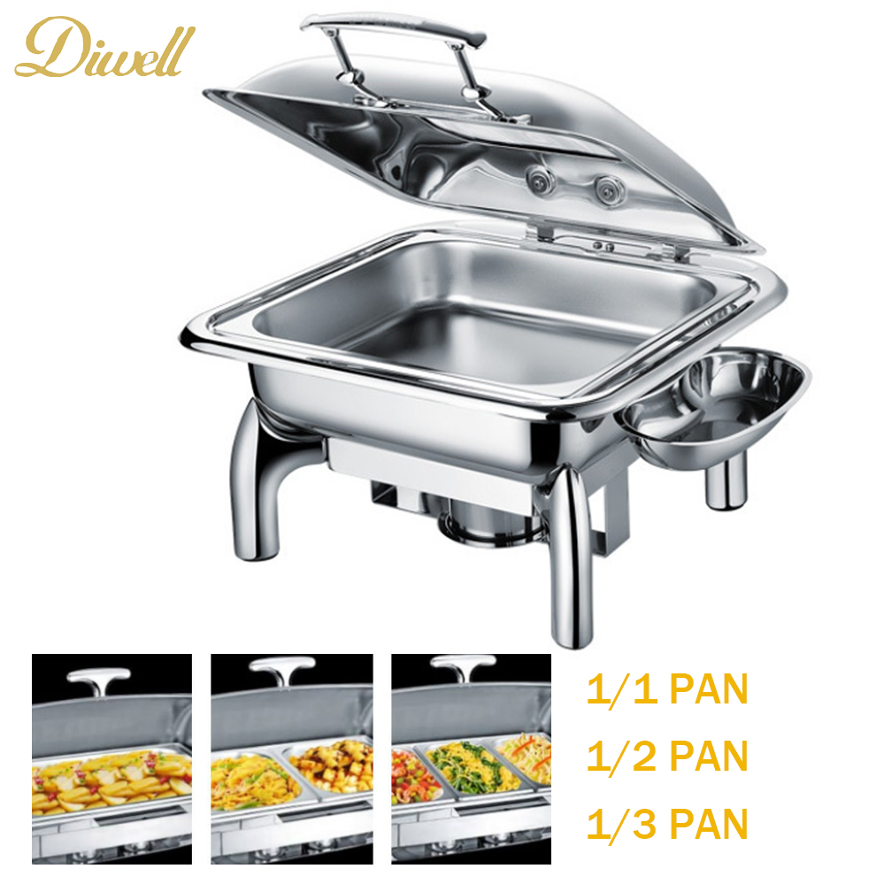 Rectangular Catering Warmer Stainless Steel Hot Food Display Chafing Dish