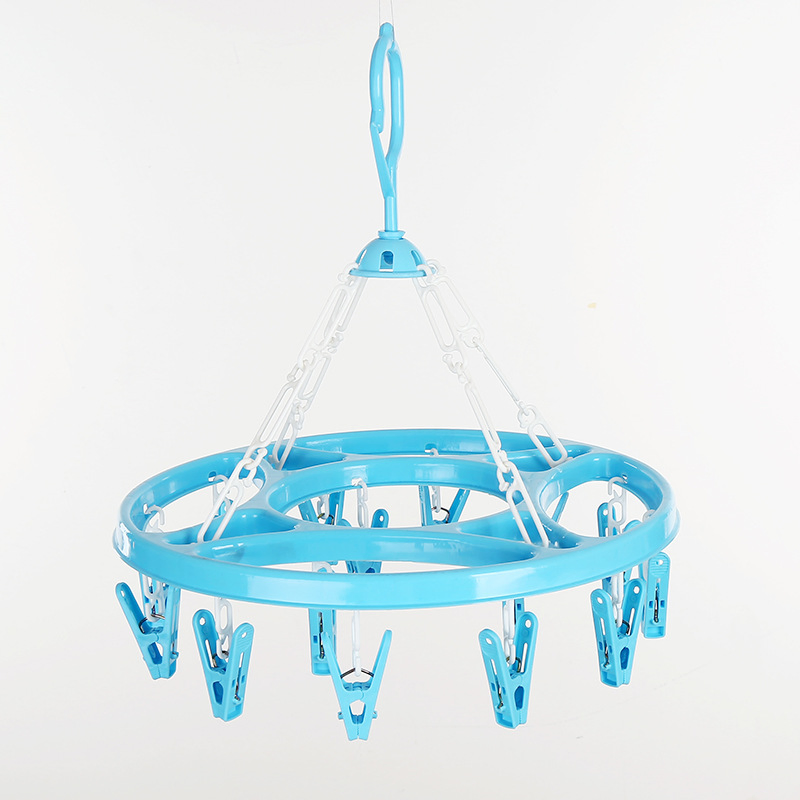Plastic Hanger with 15 Clips for Multifunctional Use Drying Rack Hanger Clothespin