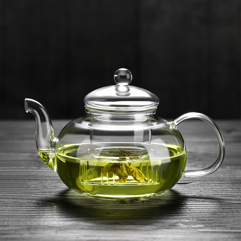 Transparent Glass Tea Pot Clear Borosilicate Heat Resistant Glass Teapot on Stove for Flower Tea with Infuser Strainer Warmer Colorful Lid with Magic Tea Maker