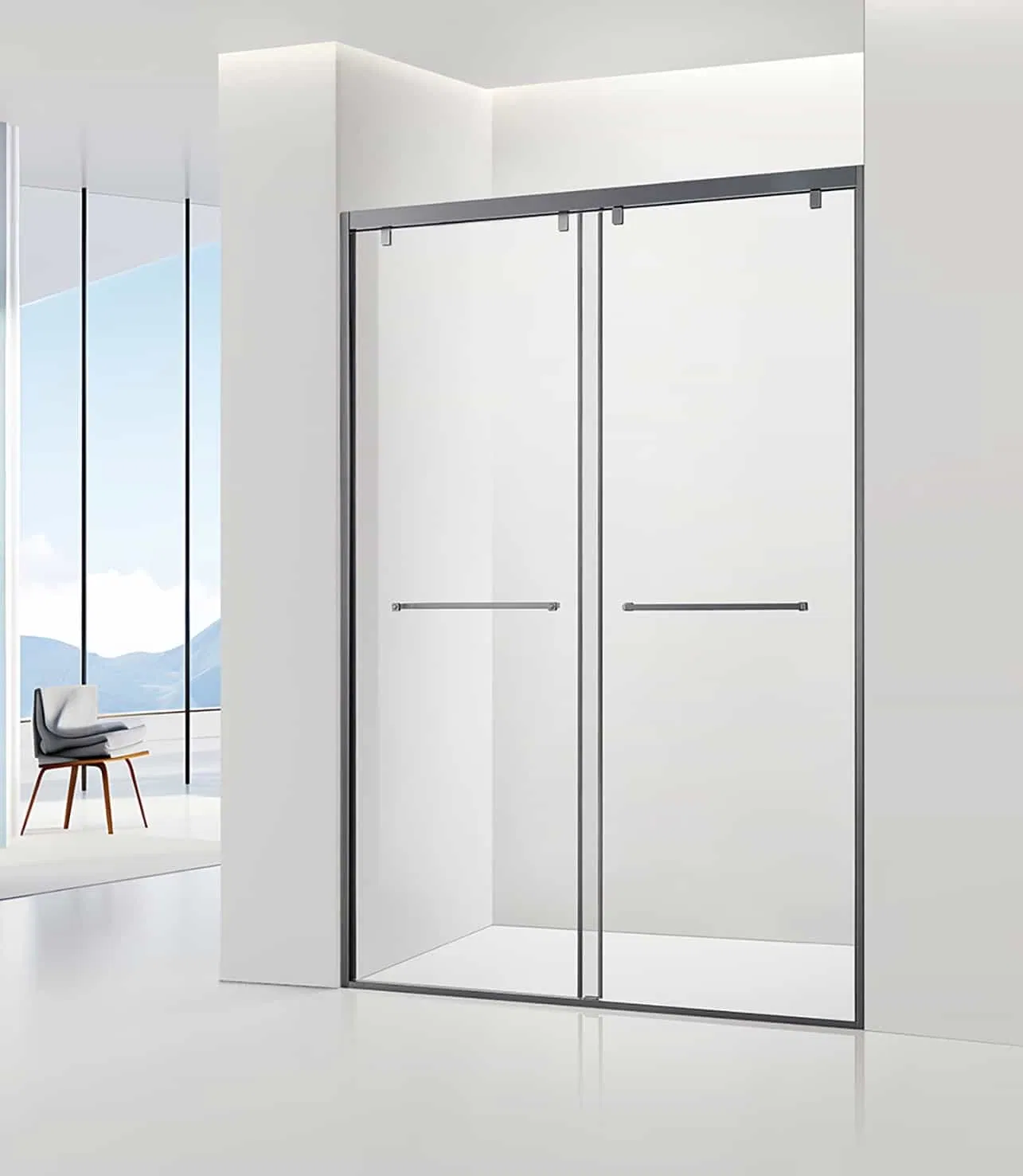 Anti Fog Sturdy Hardware Kit Glass Shower Door with Waterproof Effect