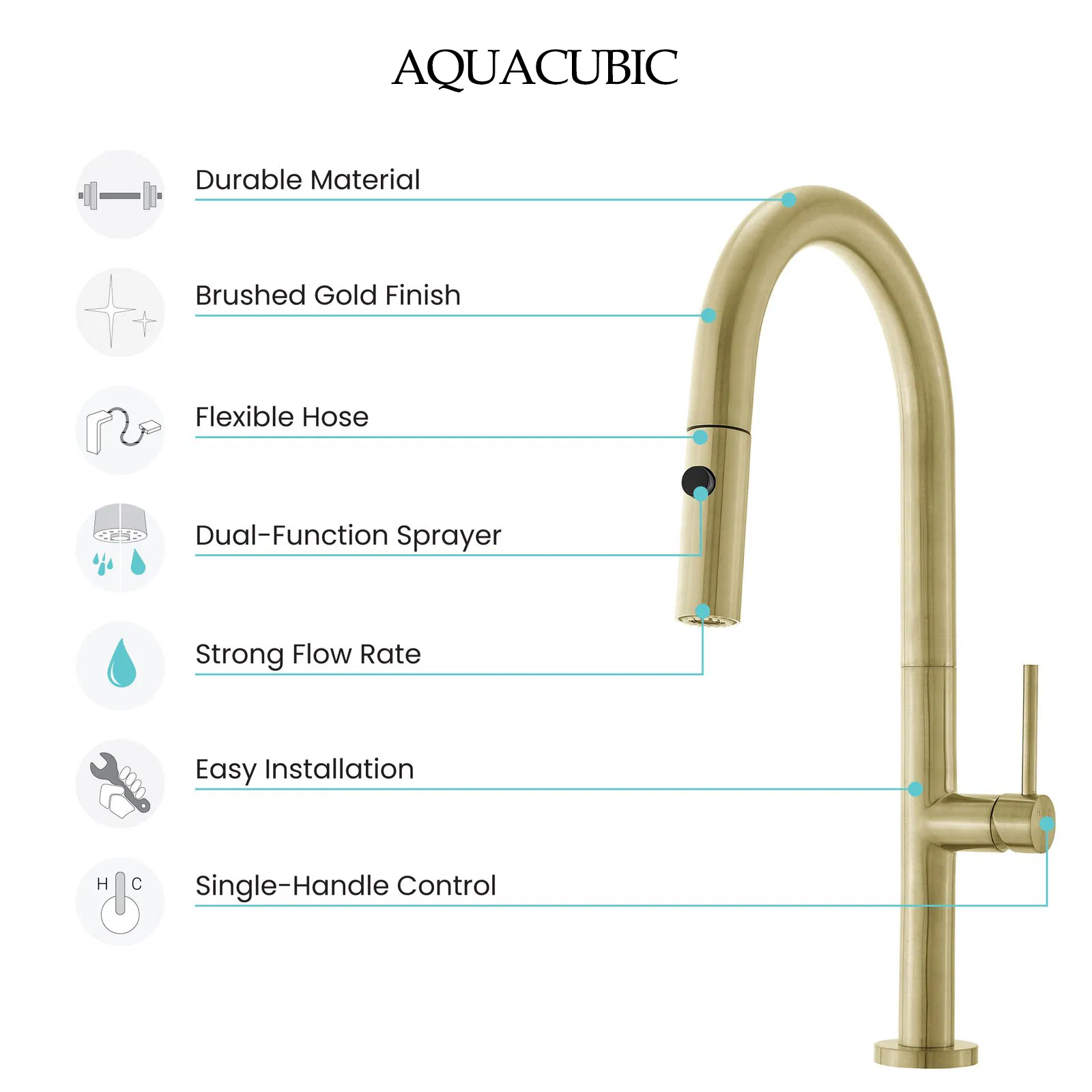 Hot Sale Cupc Deck Mounted Motion Brushed Gold Pull-Down Stainless Steel Kitchen Faucet Tap with Pull Down Sprayer