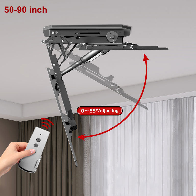 High Quality Multi-Directional Adjustable Motorized Hidden Flip Down Electronic Screen TV Ceiling Mount for 50-90 Inch